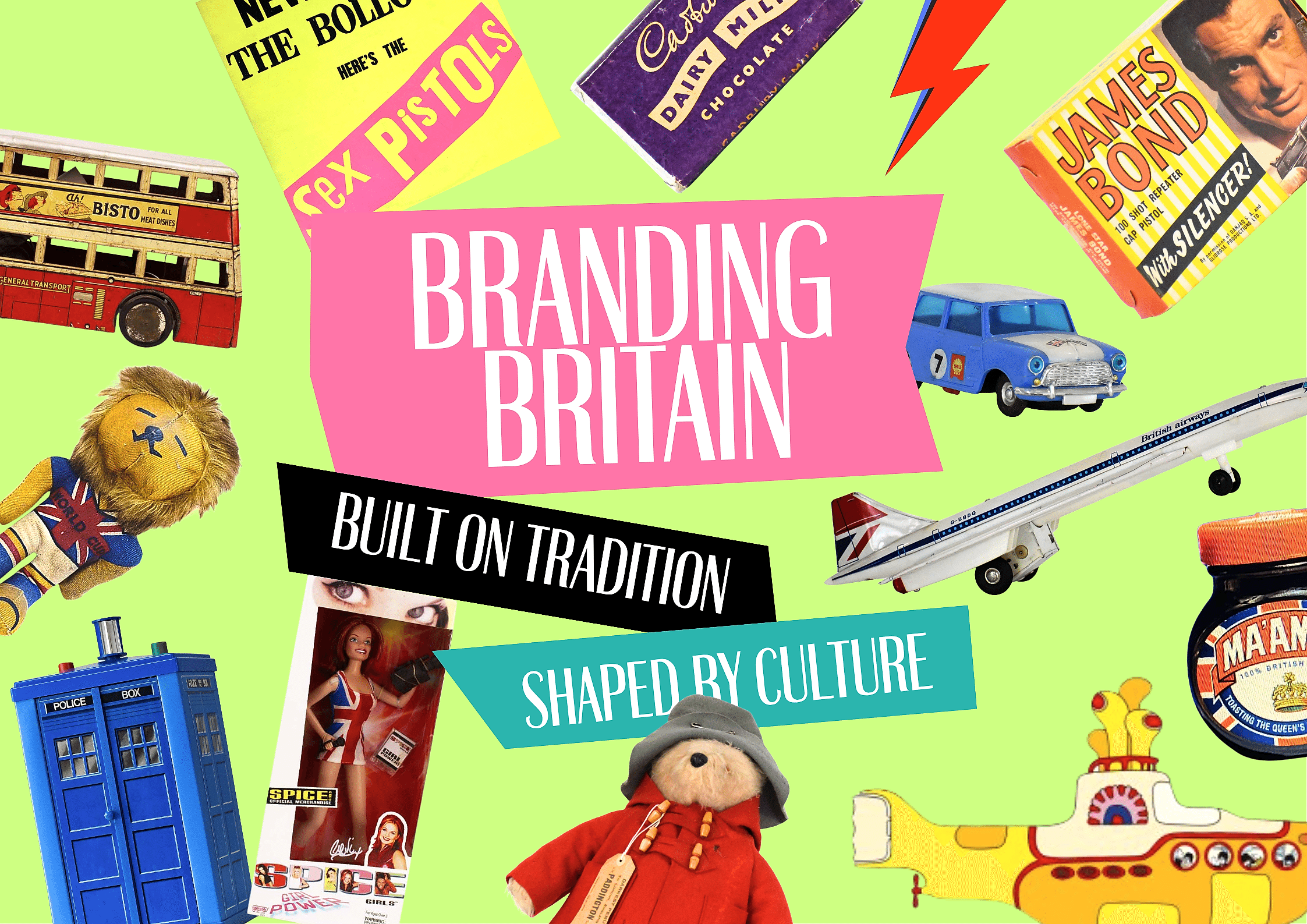 Collage of vintage advertisements, including magazines like 'GO' and 'War Pictorial,' beauty products like 'Hi-Glo' and 'Ballito,' household items like 'O'Cedar' polish, and ads for Bovril and Schweppes. Features retro illustrations of women, fashion, and soldiers.